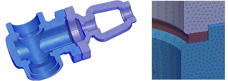 Mesh tetraedrica del corpo valvola e della guarnizione