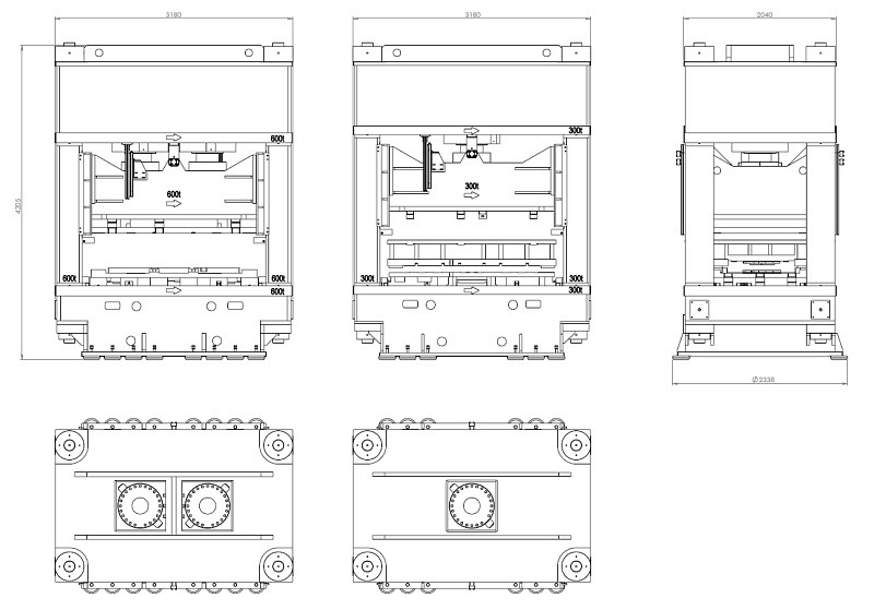 Disegno 2D (DWG, DXF, PDF) di una famiglia di presse