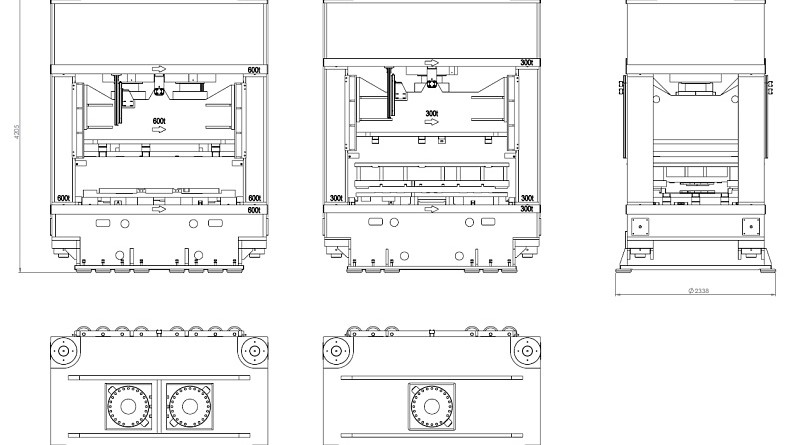 Disegno 2D (DWG, DXF, PDF) di una famiglia di presse