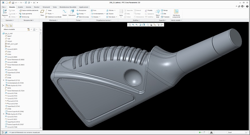 Geometria visualizzata con la versione più recente di ProEngineer - Creo
