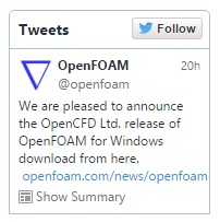 OpenFoam for Windows, l'annuncio su Twitter.
